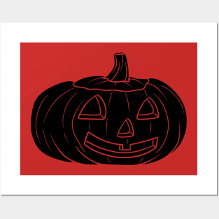 Happy Jack O' Lantern Black Silhouette Posters and Art
